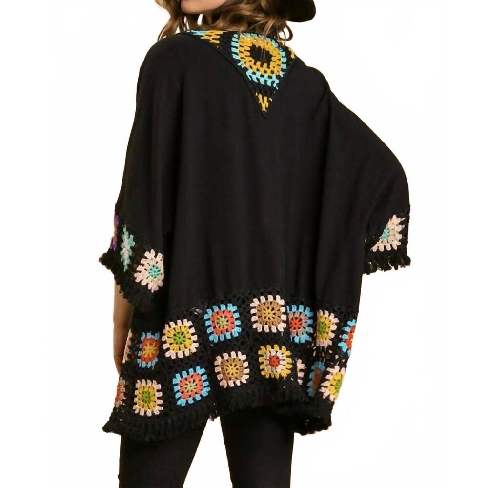 NEW UMGEE crochet patchwork squares kimono in black - Picture 6 of 9